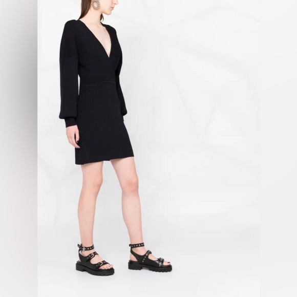 NWT GANNI - V Neck Mini Dress in Dark Navy - Picture 5 of 8